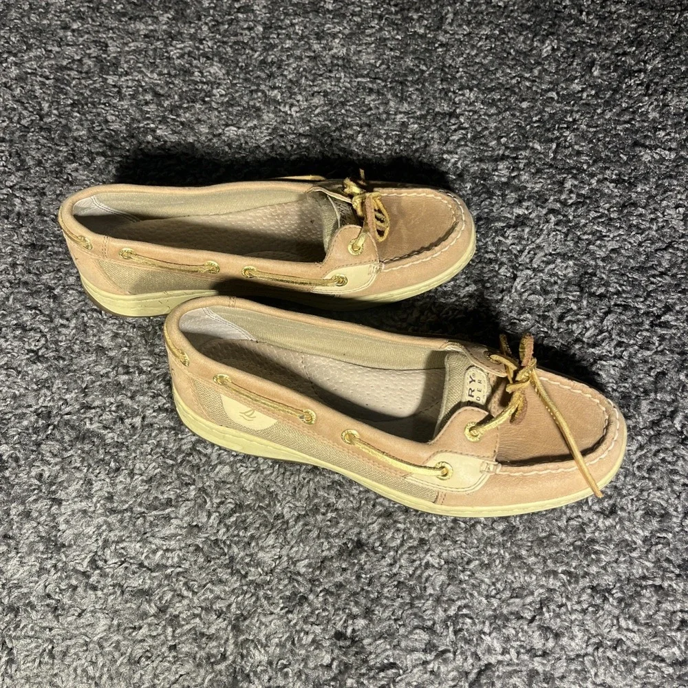 SPERRY TOP-SIDER 7.5 ‎ Boat Deck Tan/Gold Glitter Womens